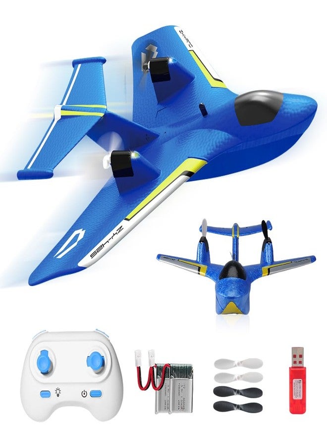 RoofWorld RC Water Plane,RC Airplane for Water Land and Air, Remote Control Airplane Flying Fighter Toys,2.4GHz 6-axis Gyro Stabilizer RTF Glider Aircraft Jet for Kids Adults Beginners Boys (Blue) - Image 1