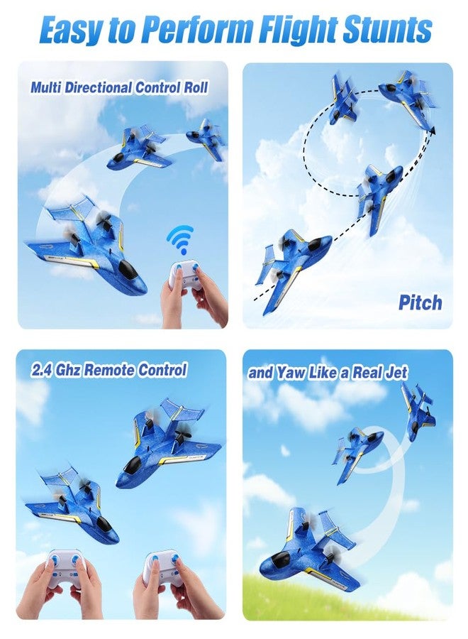 RoofWorld RC Water Plane,RC Airplane for Water Land and Air, Remote Control Airplane Flying Fighter Toys,2.4GHz 6-axis Gyro Stabilizer RTF Glider Aircraft Jet for Kids Adults Beginners Boys (Blue) - Image 5
