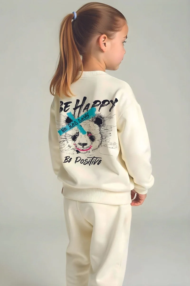 ميادا Premium Be Happy Positive Printed Bottom Top Child Set 22524