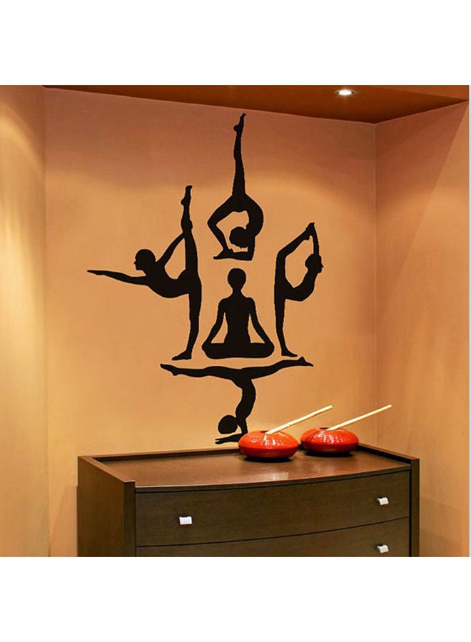 Nariele Yoga Pose Wall Sticker Black 60x90centimeter