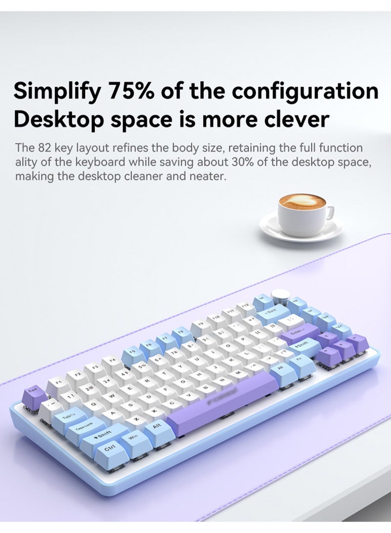 Wired Mechanical Keyboard, RGB Backlit 82 Keys Keyboard Suitable For Gaming,E-Sports,Study,Work (PinkGreen) - Image 2