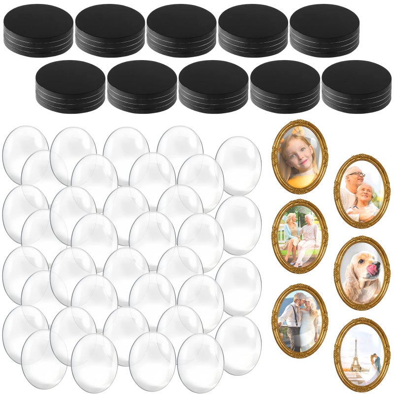 Weewooday 72 Pieces Round Craft Magnets Glass Ceramic Ferrite Magnet with Adhesive Backing and Transparent Clear Glass Gems for DIY Craft Fridge Refrigerator Pendants - Image 1