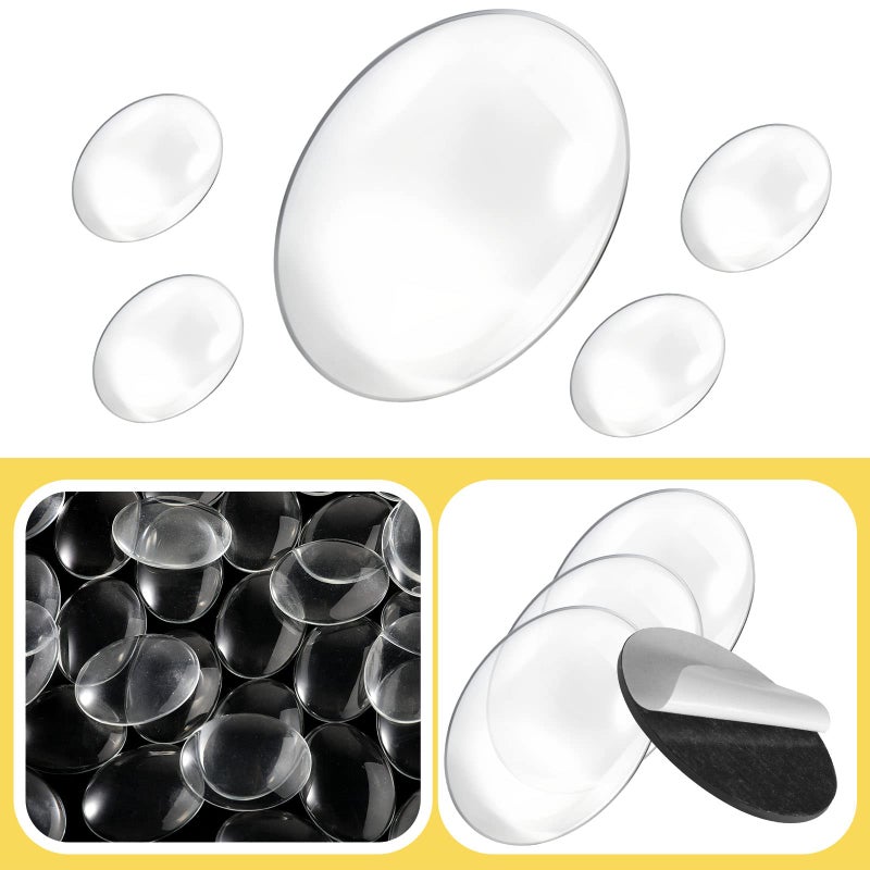 Weewooday 72 Pieces Round Craft Magnets Glass Ceramic Ferrite Magnet with Adhesive Backing and Transparent Clear Glass Gems for DIY Craft Fridge Refrigerator Pendants - Image 3