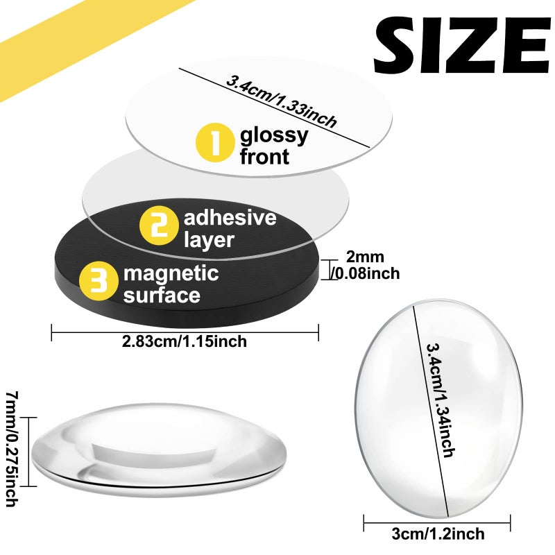 Weewooday 72 Pieces Round Craft Magnets Glass Ceramic Ferrite Magnet with Adhesive Backing and Transparent Clear Glass Gems for DIY Craft Fridge Refrigerator Pendants - Image 2