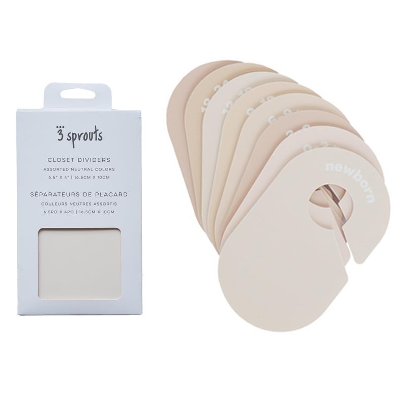 3 Sprouts Baby Closet Dividers 8-Piece Set Newborn to 2T - Double-Sided Organizer for Nursery Clothing Storage - Neutral - Image 4