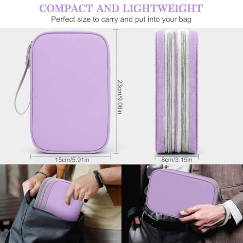 FYY Electronic Organizer, Large Travel Cable Organizer Bag Pouch Electronic Accessories Carry Case Portable Waterproof Double Layers All-in-One Storage Bag for Cable, Cord, Charger, Light Purple - Image 2