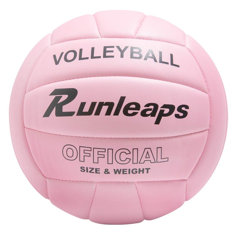 Runleaps Volleyball, Waterproof Indoor Outdoor Volleyball for Beach Game Gym Training (Official Size 5, Pink) - Image 1
