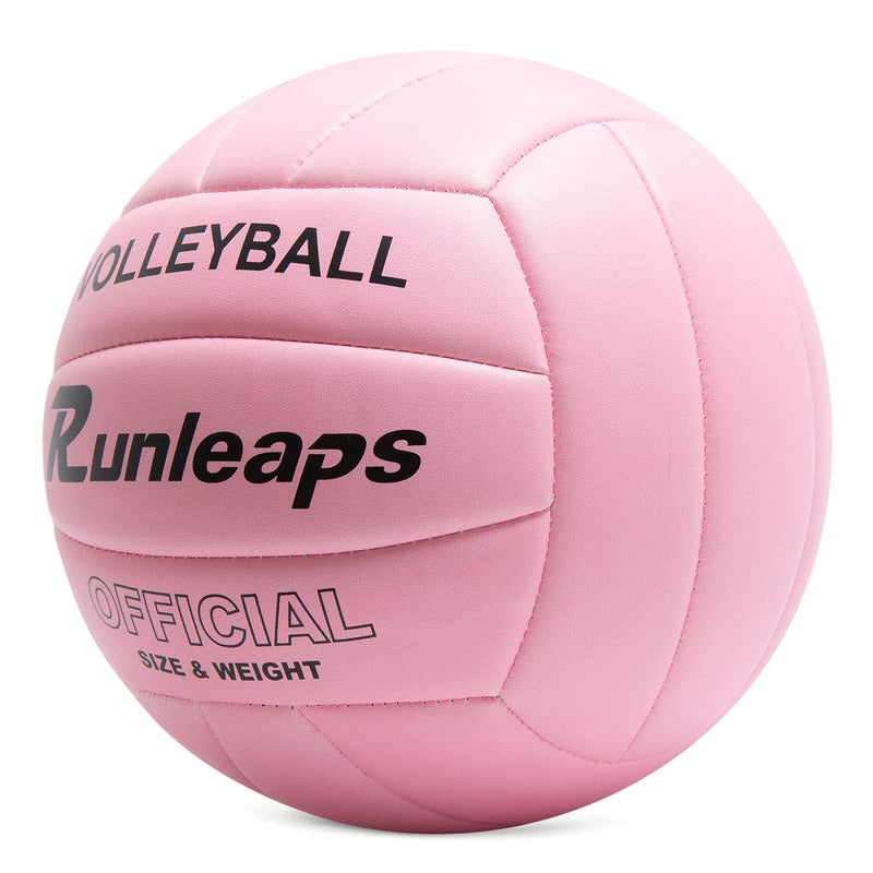 Runleaps Volleyball, Waterproof Indoor Outdoor Volleyball for Beach Game Gym Training (Official Size 5, Pink) - Image 2