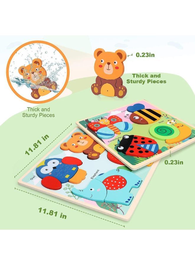 2 Pcs Big size Wooden Puzzles for Toddlers Baby Wood Animal Toys for Kids Jigsaw Puzzle Learning Educational Toys for Toddlers, Vehicles and Forest - Image 5