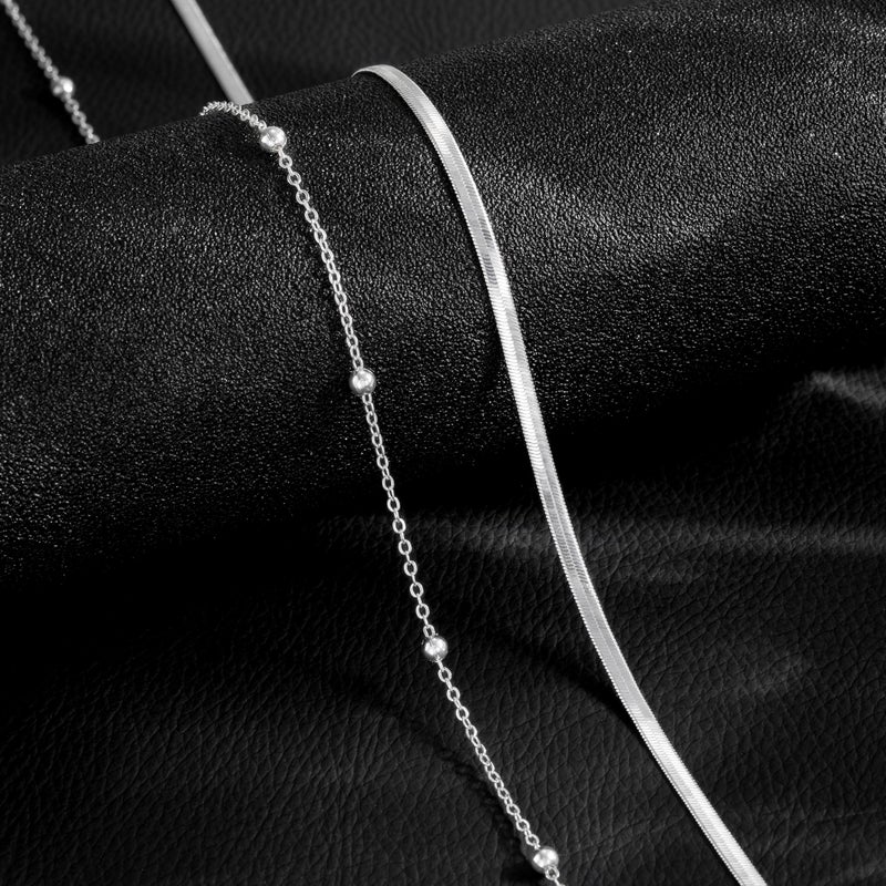 CHESKY Silver Waist Chain for Women, Layered Belly Belt Chains Beach Waist Beads Chain Waterproof Herringbone Snake Body Chain Summer Jewelry Accessories for Women - Image 4