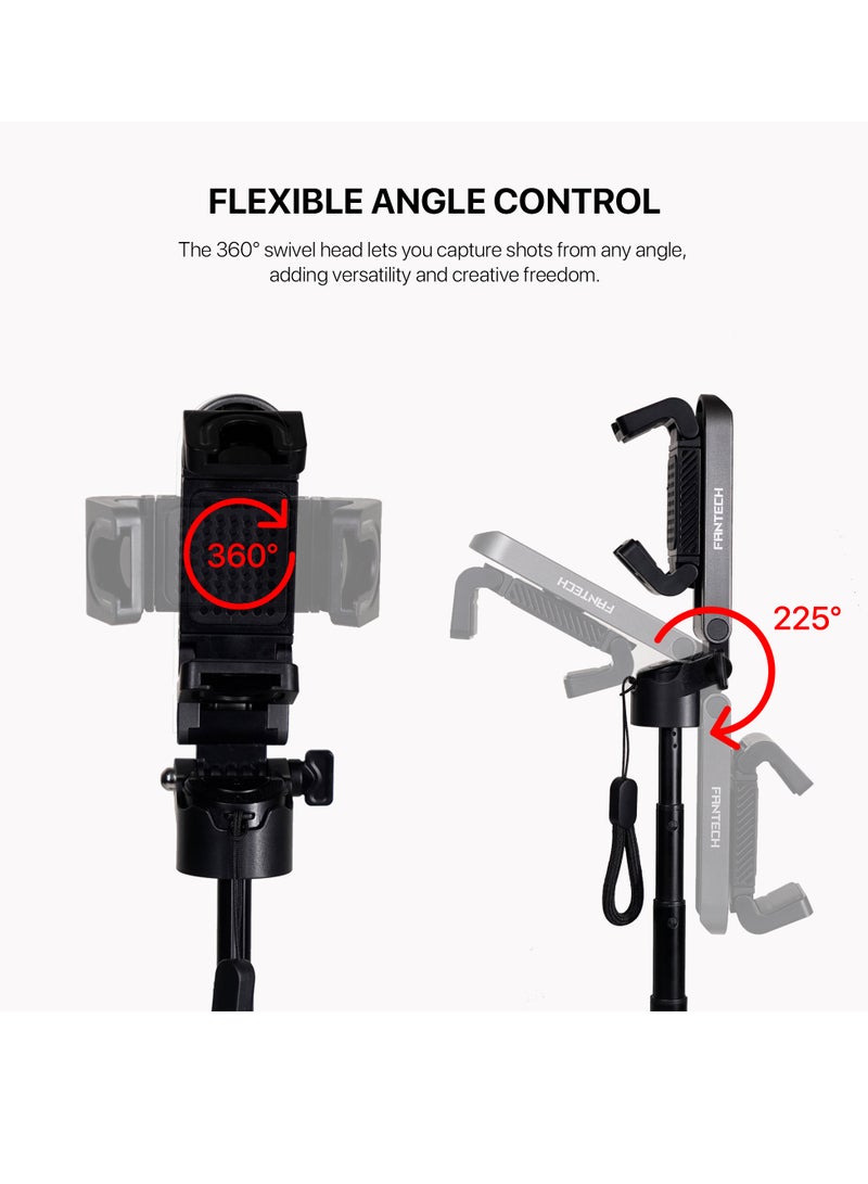 FANTECH Pocket Phone Tripod for Video Vlog Recording, Mini Portable Multi-Function Selfie Stick with Remote Control Photo Function, Retractable Handheld Phone Tripod Stand - Image 2
