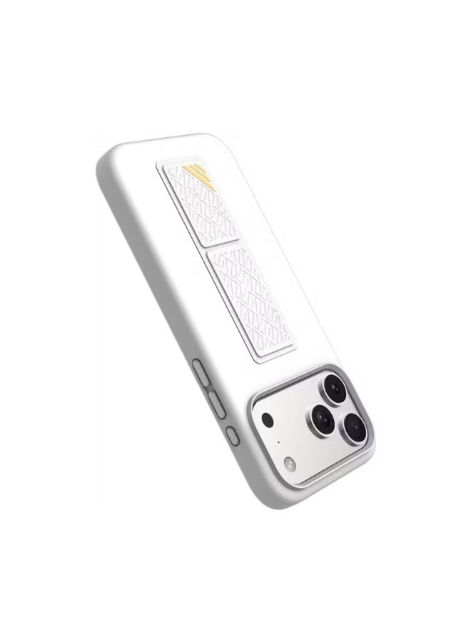 LEVELO Morphix Silicone GripStand Case for iPhone 17 Pro Max, Hands-Free Viewing, True Microfiber Interior Lining, Horizontal & Vertical Stand, Shock-Resistant Bumper, Raised Bezels for Camera & Screen, Slim Fit Design - Silver - Image 4