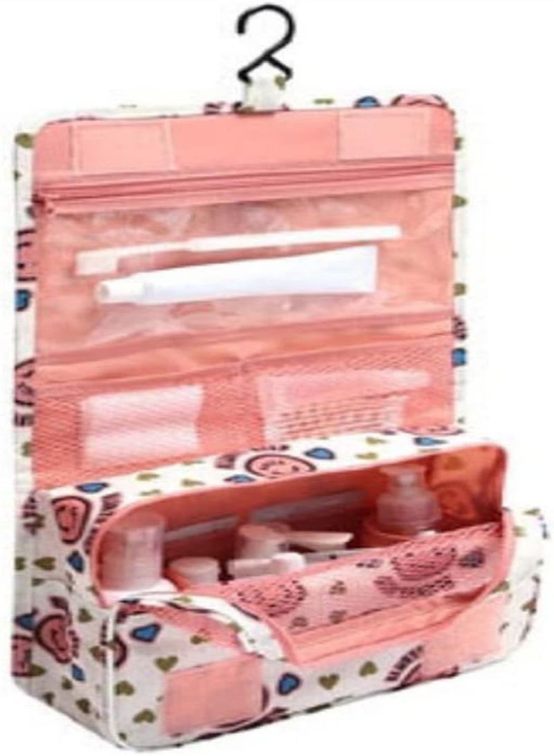 GGOOT Makeup Bag with Compartments Make Up Bag Large Capacity Cosmetic Bags Packing Cubes for Suitcases Backpack Travel Organiser(Pink Smiley Face) - Image 5