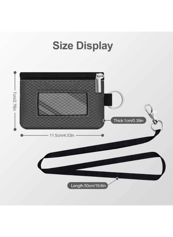 Minimalist RFID Blocking Small Wallet with ID Window,WaterResistant Zip Id Case Wallet with Lanyard Keychain for Cards,Cash,Travel,Women,Men - Image 5
