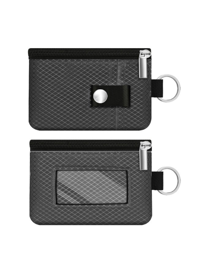 Minimalist RFID Blocking Small Wallet with ID Window,WaterResistant Zip Id Case Wallet with Lanyard Keychain for Cards,Cash,Travel,Women,Men - Image 3