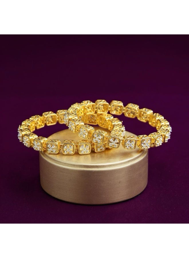 Pretty Precious 428668 Cz Delicate Bangles With 2 Tone Plating-Size 2.8 - Image 1
