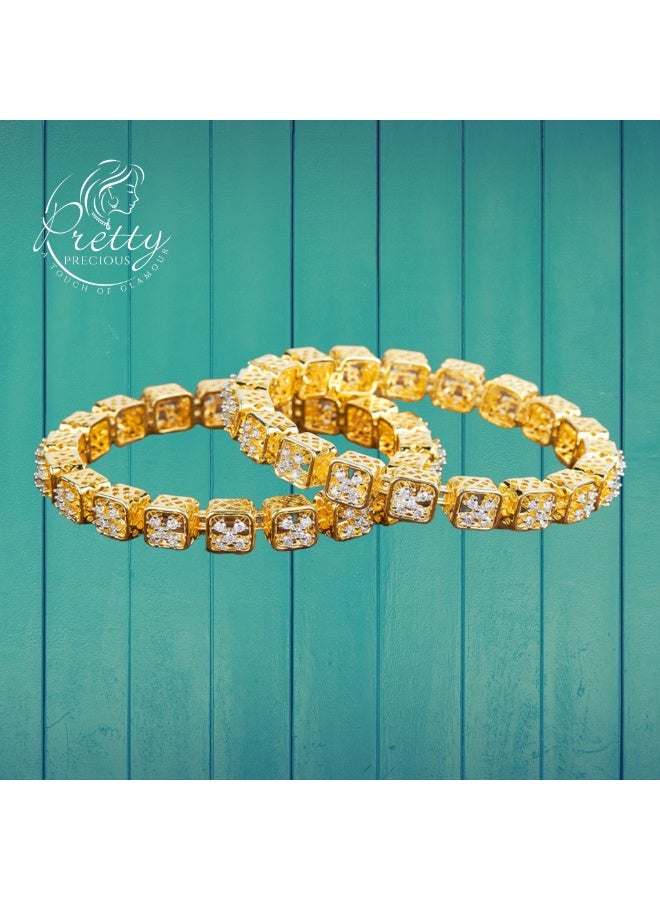Pretty Precious 428668 Cz Delicate Bangles With 2 Tone Plating-Size 2.8 - Image 2