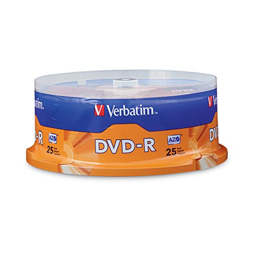 Verbatim DVD-R Blank Discs AZO Dye 4.7GB 16X Recordable Disc - 25 Pack Spindle,Silver - Image 1