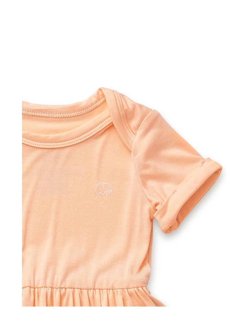 Anvi Baby Organic Bamboo Spandex Onesie Dress- Peach  - Image 3