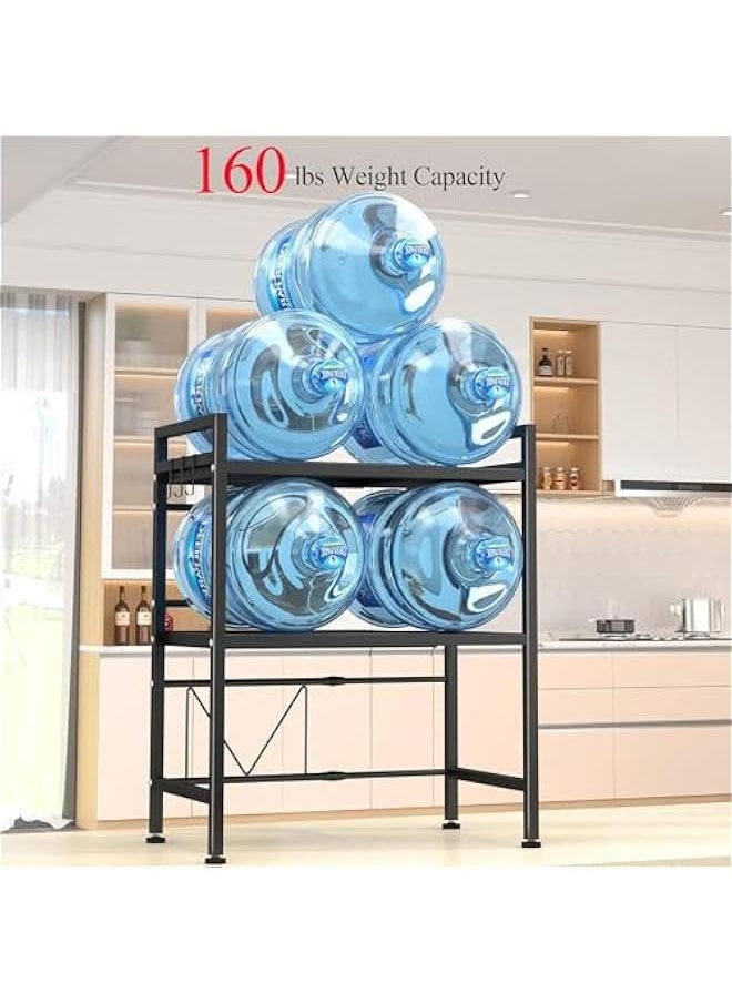 TRASSLE Extendable Microwave Oven Rack, Adjustable Microwave/Toaster Shelf Heavy Duty Stand Kitchen Counter Top Organizer,3 Tier with 6 Hooks,Black  - Image 4
