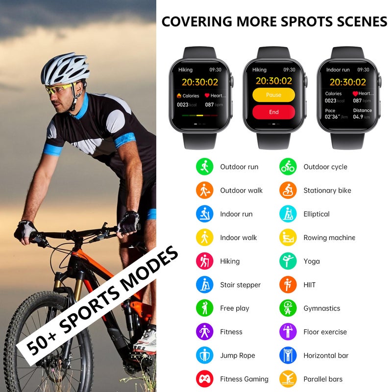 Smart Watch: 2.1 Inch HD 3D Flexible Screen - Advanced Health Monitoring Mode Wearable Glucose Monitor for Fitness Enthusiasts, Daily Health Tracking, iOS 10.0 or Android 5.0+ Users - Image 3