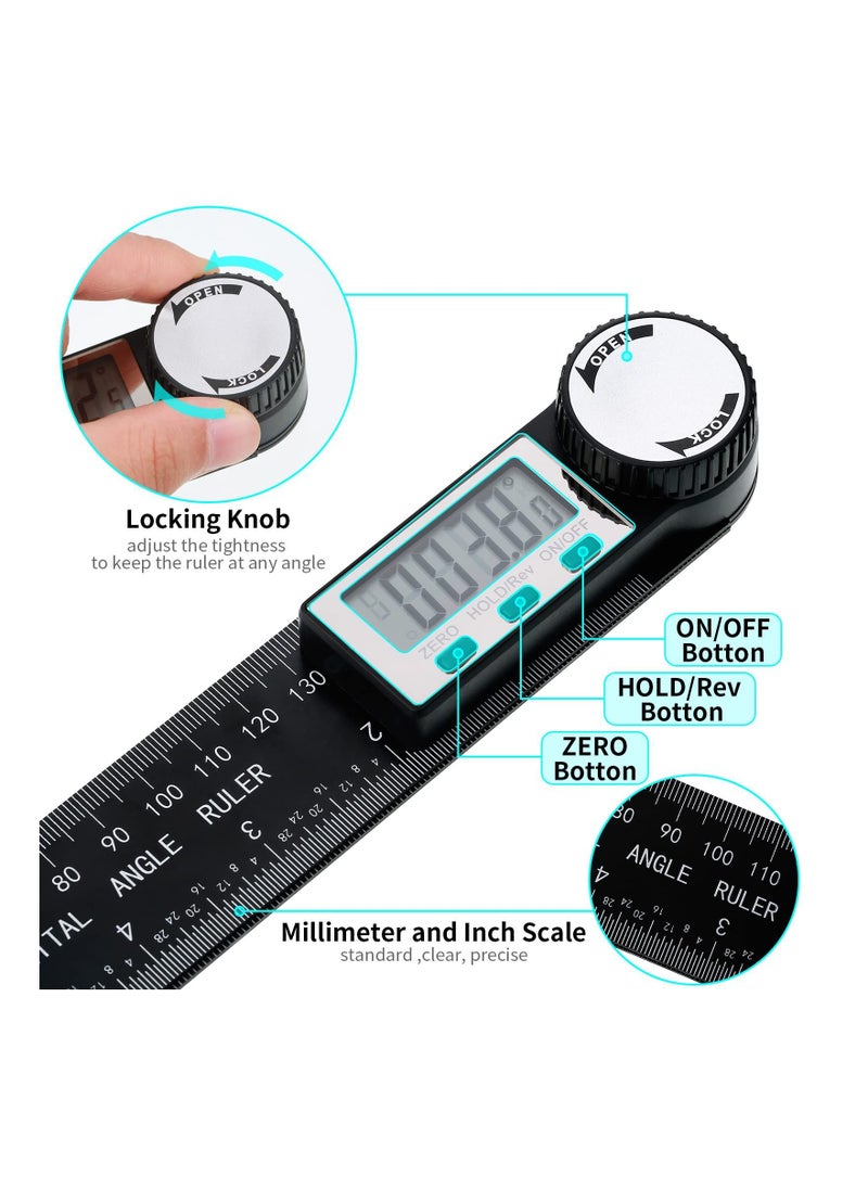 Generic - Digital Angle Finder, 2 PCS Protractor, 2 in 1 Angle Finder Ruler, with Large LCD Display, DIY Angle Measuring Tool, Construction Protractors, for Woodworking Carpenter 200 Mm/7.87 Inches - Image 1
