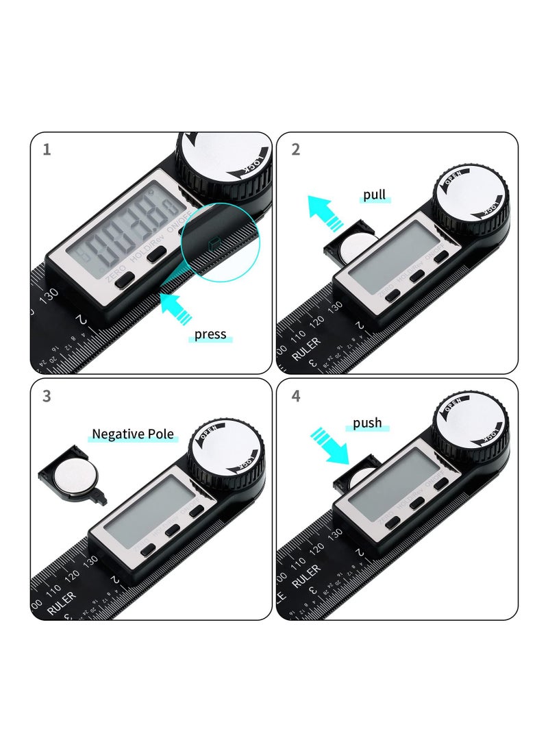 Generic - Digital Angle Finder, 2 PCS Protractor, 2 in 1 Angle Finder Ruler, with Large LCD Display, DIY Angle Measuring Tool, Construction Protractors, for Woodworking Carpenter 200 Mm/7.87 Inches - Image 1