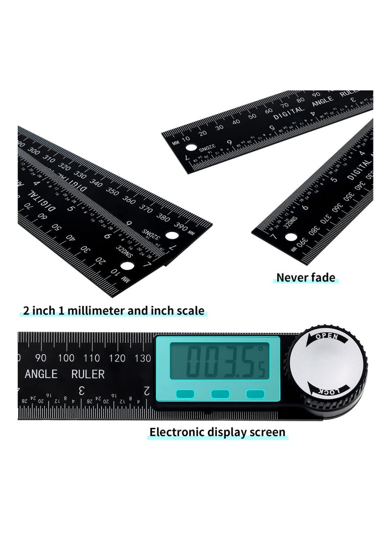 Generic - Digital Angle Finder, 2 PCS Protractor, 2 in 1 Angle Finder Ruler, with Large LCD Display, DIY Angle Measuring Tool, Construction Protractors, for Woodworking Carpenter 200 Mm/7.87 Inches - Image 1