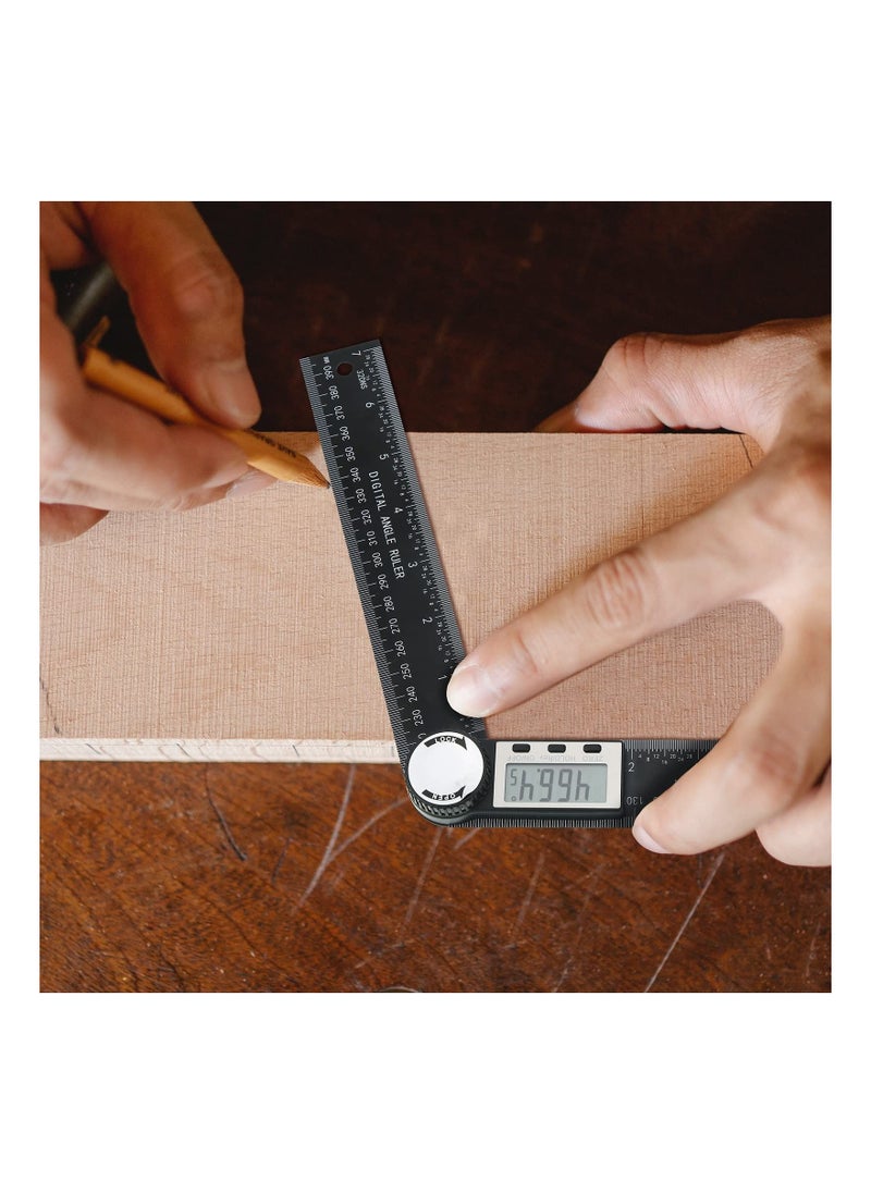 Generic - Digital Angle Finder, 2 PCS Protractor, 2 in 1 Angle Finder Ruler, with Large LCD Display, DIY Angle Measuring Tool, Construction Protractors, for Woodworking Carpenter 200 Mm/7.87 Inches - Image 1