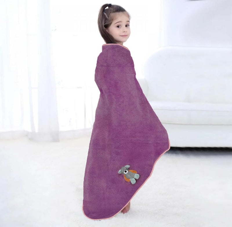 Urban Leaf UrbanLeaf Premium Microfiber Kids Bath Towels Quick Drying Towels for Unisex Kids Cartoon Print Baby Towel for Boys and Girls (Pack of 1, Purple) - Image 2