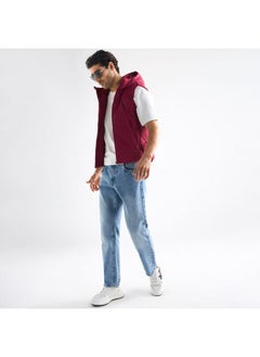 FAV Quilted Sleeveless Jacket with Hood and Zip Closure  - Image 2