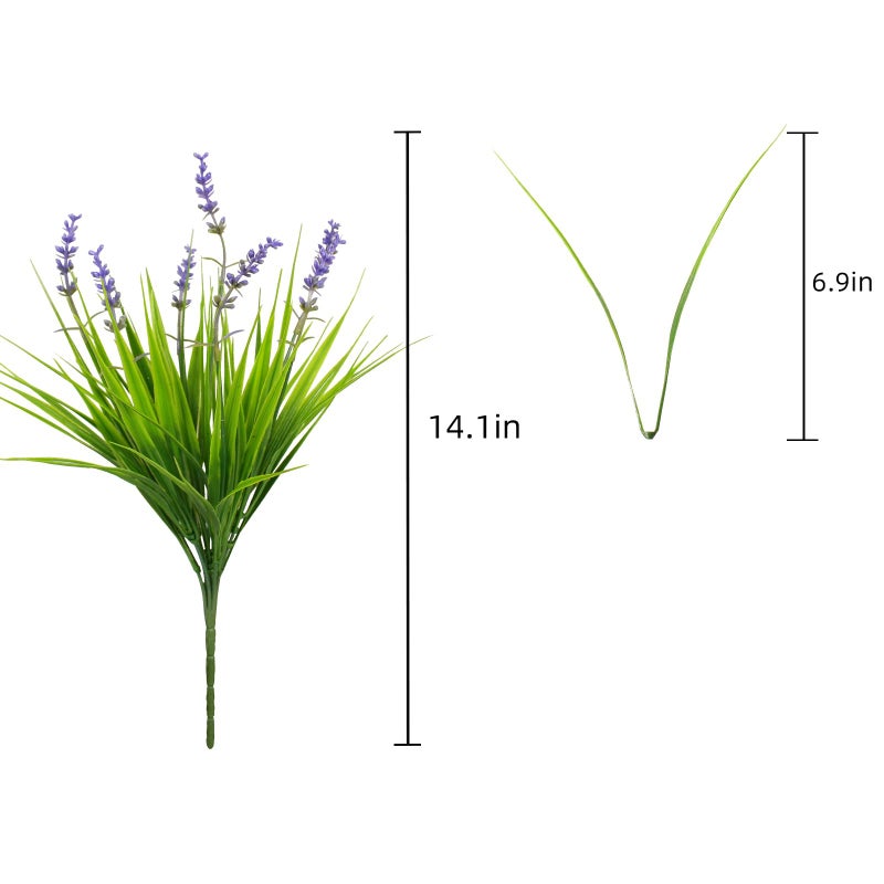 alyptus Artificial Flowers for Outdoors 24 Bundles Fake Monkey Grass Plants Outdoor Plastic Purple Flower Outside Green Leaf Decoration for Patio Pot DÃ©cor (24 Bundle Purple Flowers) - Image 2