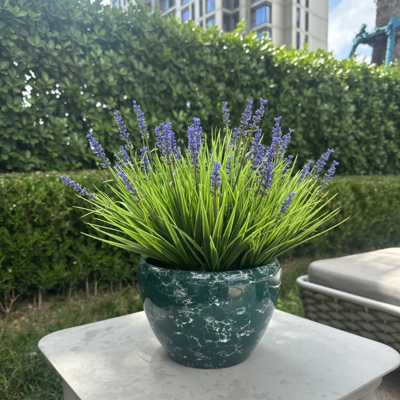 alyptus Artificial Flowers for Outdoors 24 Bundles Fake Monkey Grass Plants Outdoor Plastic Purple Flower Outside Green Leaf Decoration for Patio Pot DÃ©cor (24 Bundle Purple Flowers) - Image 4