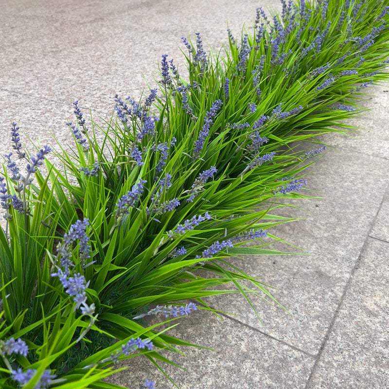 alyptus Artificial Flowers for Outdoors 24 Bundles Fake Monkey Grass Plants Outdoor Plastic Purple Flower Outside Green Leaf Decoration for Patio Pot DÃ©cor (24 Bundle Purple Flowers) - Image 5