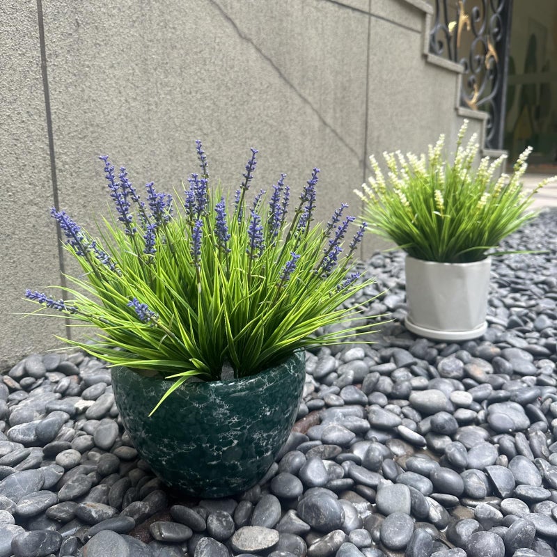 alyptus Artificial Flowers for Outdoors 24 Bundles Fake Monkey Grass Plants Outdoor Plastic Purple Flower Outside Green Leaf Decoration for Patio Pot DÃ©cor (24 Bundle Purple Flowers) - Image 3