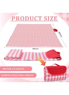 MIXDE 2 PACK 80”x 80” Picnic Blanket Extra Large, Waterproof and Foldable Beach Blanket, 3-Layer Outdoor Blanket for 6 to 8 Adults, for Camping, Park, Beach, Grass, Indoors (Red&White)  - Image 3