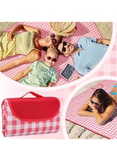 MIXDE 2 PACK 80”x 80” Picnic Blanket Extra Large, Waterproof and Foldable Beach Blanket, 3-Layer Outdoor Blanket for 6 to 8 Adults, for Camping, Park, Beach, Grass, Indoors (Red&White)  - Image 4