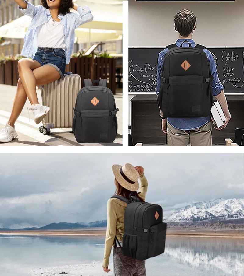 SUPACOOL Black Backpack For School, Bookbag for Boys, Girls and Kids, Boys backpacks, Laptop Compartment,Travel Backpack for Men and Women(Black) - Image 3