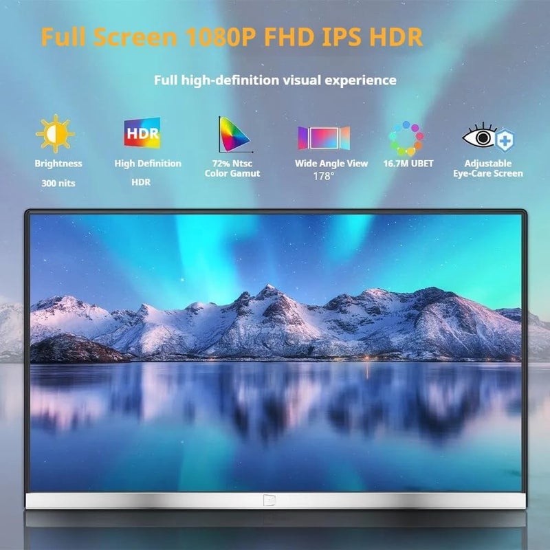 ڤي2كوم شاشة محمولة V2COM بحجم 15.6 بوصة، بحواف رفيعة جدًا، دقة عالية (1080P IPS)، تدعم توصيلات USB-C وHDMI، بشاشة غير لامعة، مزودة بحافظة واقية مدمجة، خفيفة الوزن. - Image 2