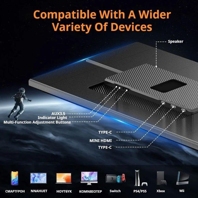 ڤي2كوم شاشة محمولة V2COM بحجم 15.6 بوصة، بحواف رفيعة جدًا، دقة عالية (1080P IPS)، تدعم توصيلات USB-C وHDMI، بشاشة غير لامعة، مزودة بحافظة واقية مدمجة، خفيفة الوزن. - Image 5