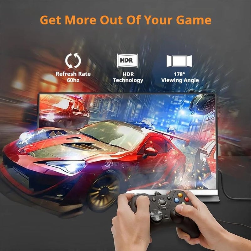 ڤي2كوم شاشة محمولة V2COM بحجم 15.6 بوصة، بحواف رفيعة جدًا، دقة عالية (1080P IPS)، تدعم توصيلات USB-C وHDMI، بشاشة غير لامعة، مزودة بحافظة واقية مدمجة، خفيفة الوزن. - Image 3