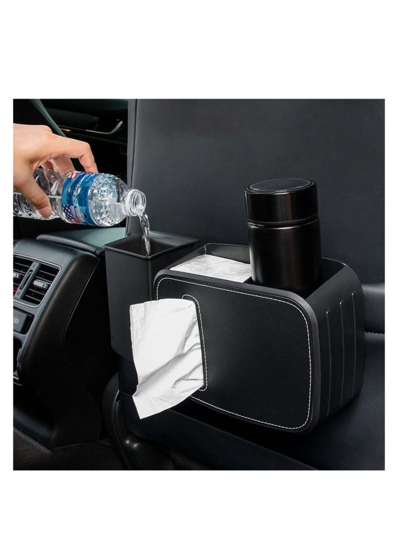 Car Trash Can and Tissue Organizer with Umbrella Holder Easy Install Automotive Accessories for Front and Back Seats Black - Image 3