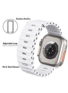 Color Fans Soft Silicone Ocean Sports Strap Compatible Apple Watch 41mm 40mm 38mm for Men Women, Adjustible Watch Band for Apple Watch SE/Series 9/8/7/6/5/4/3/2/1 - White  - Image 4