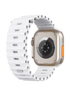 Color Fans Soft Silicone Ocean Sports Strap Compatible Apple Watch 41mm 40mm 38mm for Men Women, Adjustible Watch Band for Apple Watch SE/Series 9/8/7/6/5/4/3/2/1 - White  - Image 2