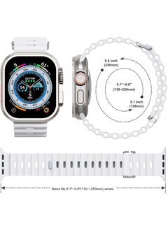 Color Fans Soft Silicone Ocean Sports Strap Compatible Apple Watch 41mm 40mm 38mm for Men Women, Adjustible Watch Band for Apple Watch SE/Series 9/8/7/6/5/4/3/2/1 - White  - Image 5
