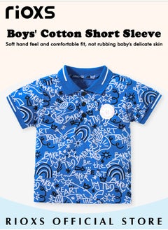 RIOXS Toddler Boys Fashionable Comfortable Tops, Breathable Soft 100% Cotton T-Shirt, Classic Graphic Short Sleeve Tees, Perfect for Daily Wearing, School and other Outdoor Activities  - Image 2