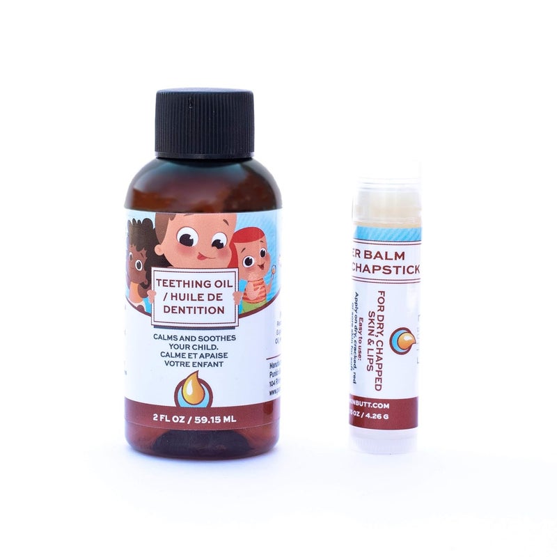 Punkin Butt Baby Teething Oil and Weather Lip Balm Bundle for Sore Gum Relief and Chapped Lips  All Natural Organic Safe for Infants ChemicalFree  2 Oz Oil - Image 1