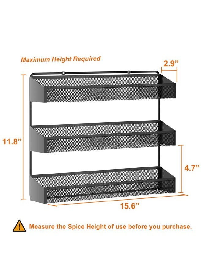 AULEDIO 2 Pack Spice Rack Organizer, 3 Tier Counter-top Stand or Wall Mounted Storage Rack Hanging Shelf for Kitchen Cabinet, Cupboard, Pantry Door Bathroom Shower Cosmetic (Black) - Image 5
