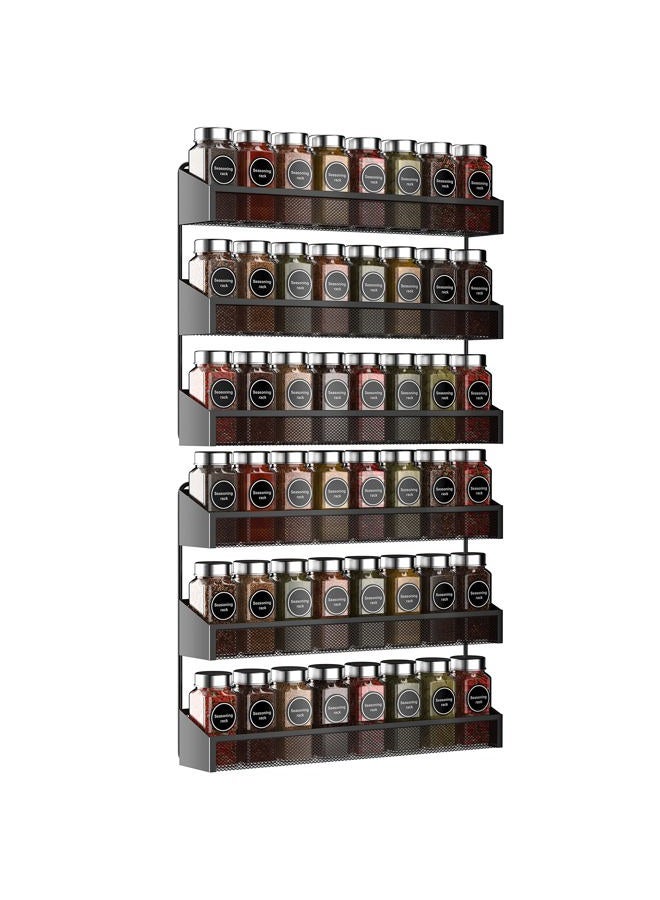 AULEDIO 2 Pack Spice Rack Organizer, 3 Tier Counter-top Stand or Wall Mounted Storage Rack Hanging Shelf for Kitchen Cabinet, Cupboard, Pantry Door Bathroom Shower Cosmetic (Black) - Image 1