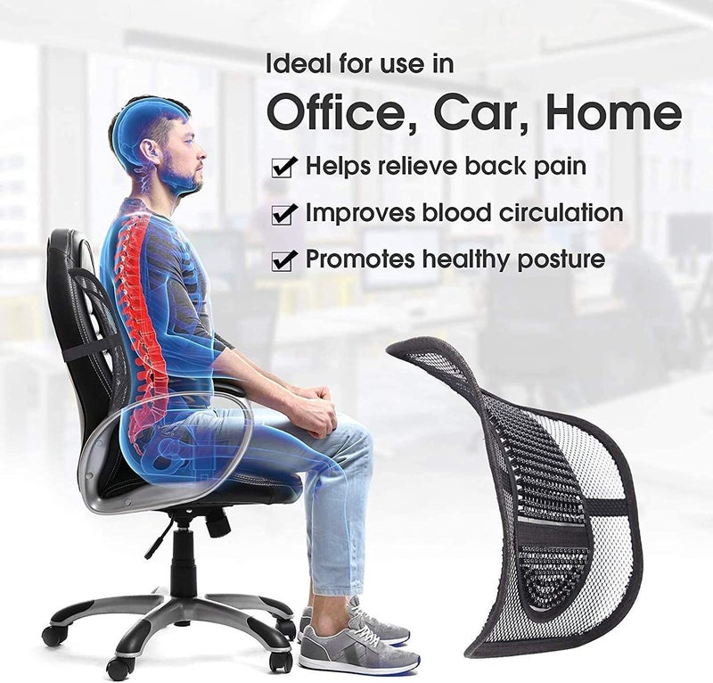 ALKAYAN Ventilation Back Rest with Lumbar Support Mesh Cushion Pad, Universal Back Lu... - Image 1